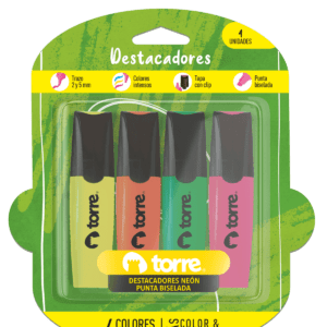 Blister Destacadores 4 Colores Neon